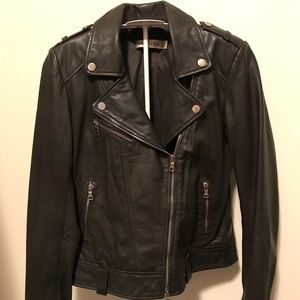 Danier grey leather biker jacket (xs) preloved